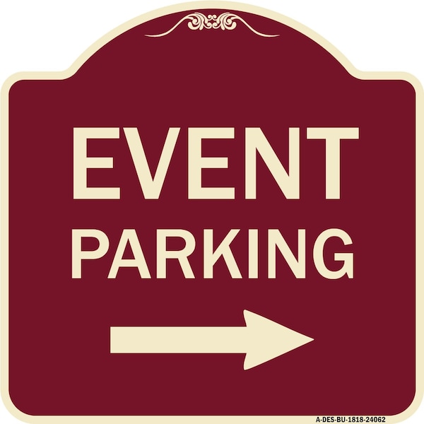 Event Parking W/ Left Right Arrow Heavy-Gauge Aluminum Architectural Sign, 18" x 18", BU-1818-24062